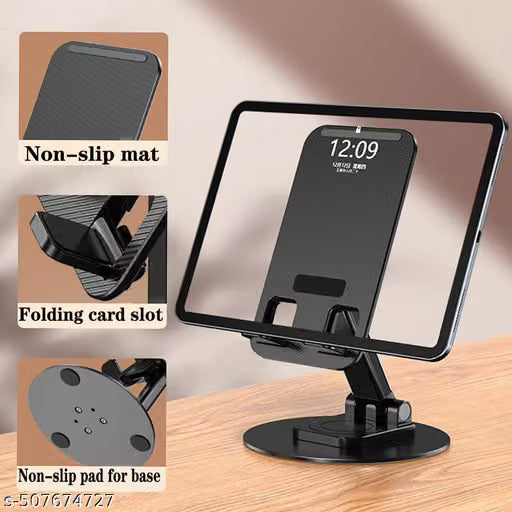 Laser Art Foldable Desktop Mobile Holder Stand Black