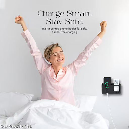 PR GR MAX Black 1 Wall Mount Mobile Charging Holder Storage Box