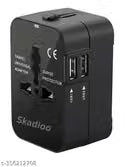 SKADIOO Universal Travel Adapter All in One Wall Charger USB Ports Black