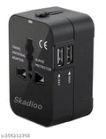 SKADIOO Universal Travel Adapter All in One Wall Charger USB Ports Black