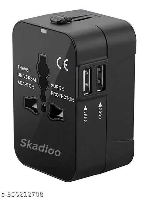 SKADIOO Universal Travel Adapter All in One Wall Charger USB Ports Black