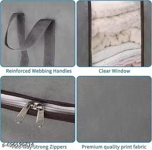 Large Clothes Covers Non-Woven Garment Bags Gray Pack of 4